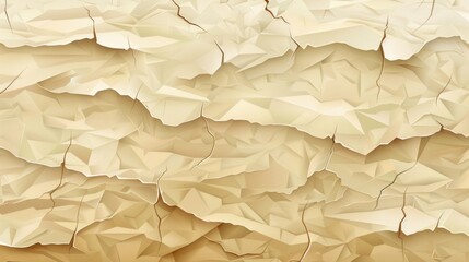 Wall Mural - A 3d modern illustration of a Craft crumpled paper and cardboard background, a torn antique page, wallpaper or parchment abstract design, a horizontal rough carton, old material based on a texture of