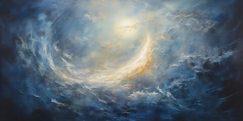 Wall Mural - oil drawing painting of a moon in the sky. graphic art canvas in dark blue colors illustration. outd