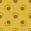 Seamless pattern with abstract shapes, circles. Retro colour. Vector illustration.