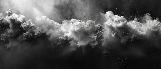 Wall Mural - Dramatic black powder cloud with lighting effects