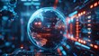 © FoxGrafy - Cybernetic globe with virtual reality layers, data privacy and protection concept