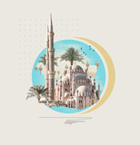 Fototapeta Do akwarium - Collage about Sharm El Sheikh, Egypt with Mosque