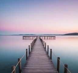  A dock sits in the center of a vast body of water, surrounded by nothing but the endless expanse of the open sea