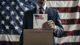 Fototapeta  - 2024 USA presidential elections concept with american flag on background. AI generated.