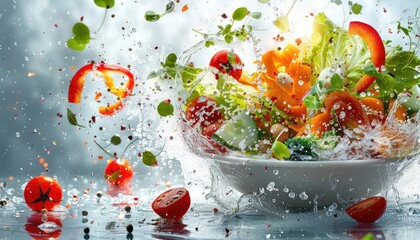 Wall Mural - Salad Sensations, Showcase the artistry of salad making with visually stunning images of gourmet salads featuring a variety of textures, colors, and flavors