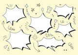Fototapeta Dziecięca - Vector chat speech or dialogue. Set of hand-drawn speech bubbles. Doodle illustration