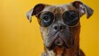 Frame your canine companion in stylish sunglasses against a bright background