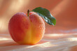 A ripe peach on a sunny orange background, inviting with its fuzzy texture and sweet aroma