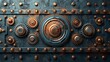 3D illustration of a steampunk copper banner with cogwheels and clockwork mechanisms