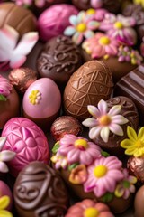 Canvas Print - A close-up view of a bunch of chocolates. Ideal for food and dessert concepts