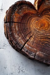 Canvas Print - A heart shaped piece of wood on a table, suitable for various concepts and designs