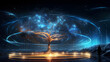 © Islam - Enigmatic cosmic tree with luminescent spirals: A surreal digital art spectacle