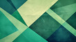 Green and blue geometric shapes form a textured abstract background with a sense of depth and modernity