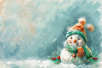 Poster - A cute snowman wearing a hat and scarf, perfect for winter-themed designs