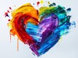 A colorful heart painted with paint.