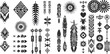Monochrome geometric american indian patterns, navajo and aztec, ethnic ornament for textile decorative ornament vector set