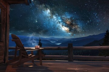 Cup of coffee with beautiful Galaxy nebula sky.