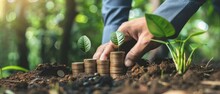 ESG Environmental Social Governance Investment Concept. Businessman Analyzes Stock Market And Environmental And Social Investment.