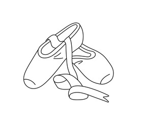 Wall Mural - vector isolated two pair pointe shoes with ribbons ballerinas ballet colorless black and white conto