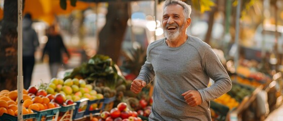 Happy, smiling, and successful hispanic man running in the park on a sunny day.