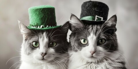 Sticker - Two cats wearing stylish hats, perfect for pet lovers and fashion enthusiasts