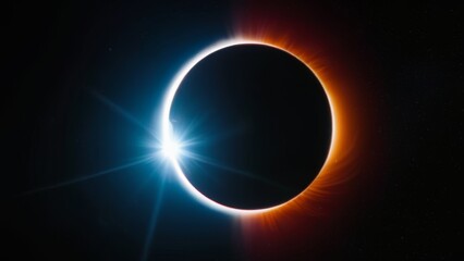 Wall Mural - A dramatic solar eclipse with radiant solar flares and a darkened moon silhouette against a black sky