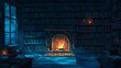 Collection of ghost stories from a local community inspiring reading sessions, cozy 2D art in a library or study
