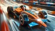 Dynamic Racing Car in High-Speed Action on a Blurred Track. Vivid Colors and Motion Blur Capture a Sense of Speed. Ideal for Sports Themes. AI