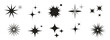 Flat sparkling star collection. Vector illustration.