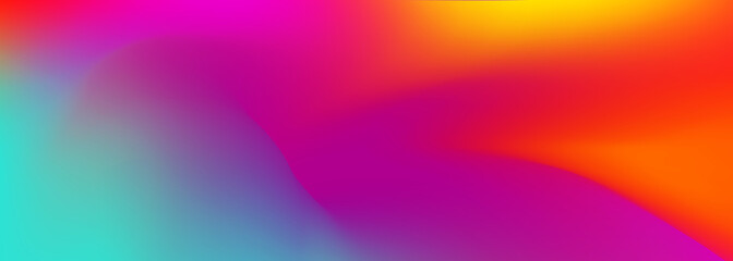Poster - Bright colorful gradient background. Abstract liquid holographic colored creative banner. Blurred soft blend color gradation minimalist background.