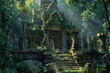 ancient hidden temple in dense forest with intricate carvings and magnificent architecture aigenerated realistic illustration