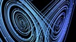 © Ricardo - mathematical simulation of the chaos theory and butterfly effect 3d illustration. Can be used to represent lorenz attractor nonlinear dynamics turbulence of initial conditions or fractal geometry