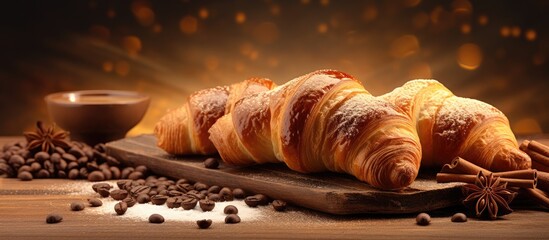 Poster - Croissants and cookies displayed on a wooden board