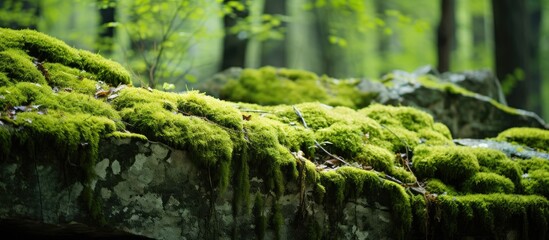 Canvas Print - Moss-covered rock in forest