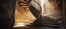Stone Building Spiral Staircase Close-up