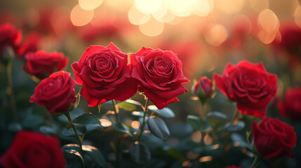 Wall Mural - Red roses with soft bokeh background