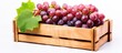 Sweet grapes wooden crate leaf top
