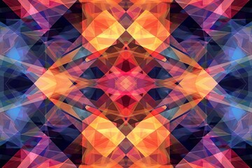 Wall Mural - futuristic geometric pattern with kaleidoscopic colors abstract digital art