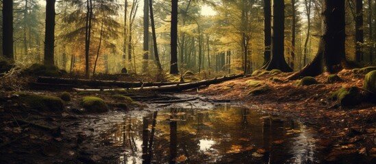  Stream flowing amidst dense forest