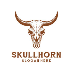 Skull horn logo vector illustration