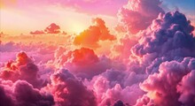Beautiful View Of Thick Colored Clouds Pinging With Sunlight Footage