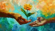 Mother and Child's Hands Planting Flower,Nurturing Bond of Growth