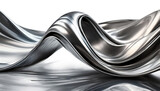 Fototapeta Konie - Abstract fluid metal bent form. Metallic shiny curved wave in motion. Cut out design element steel texture effect.