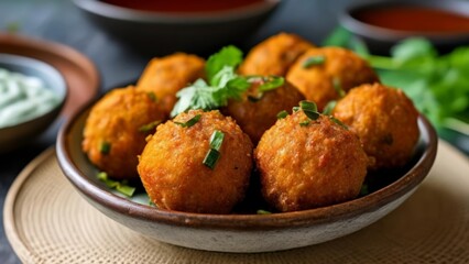 Sticker -  Delicious golden fried balls with fresh herbs ready to be savored