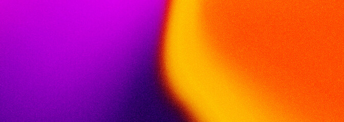 Aufkleber - Purple and orange grainy gradient abstract background. Wide violet and orange banner with grunge noise texture. Blurred soft blend color gradient minimalist background. High quality illustration