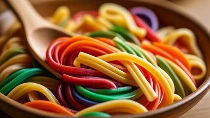 Poster -  Vibrant Pasta Salad in Wood Bowl