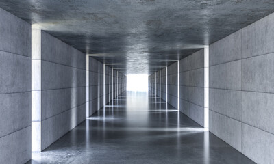 Wall Mural - futuristic concrete corridor with illuminated end