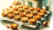 Watercolor Painting of Mini Quiches with Hash Brown Crusts
