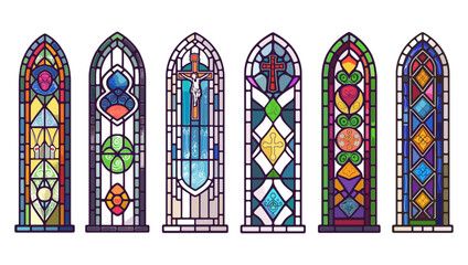 Wall Mural - set of stained glass window vector