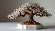 Vastu Tree on an isolated white background, feng sui gift item, white cherry blossom